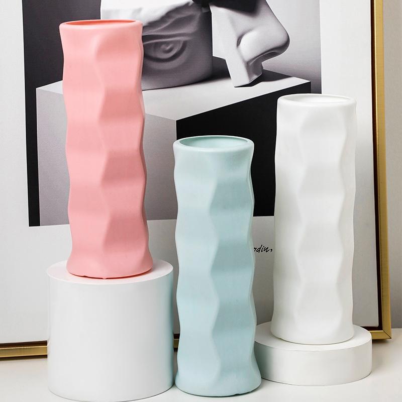 Wave Drop-Proof Imitation Porcelain Vase - Simple Home Decor - Pink