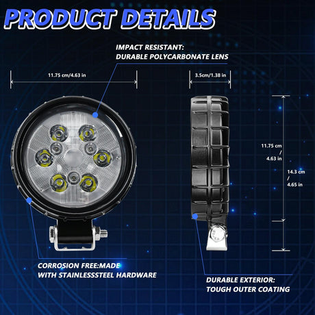 12W 9 - 30V Car Mixed Light Work Light With Wire Set - Round