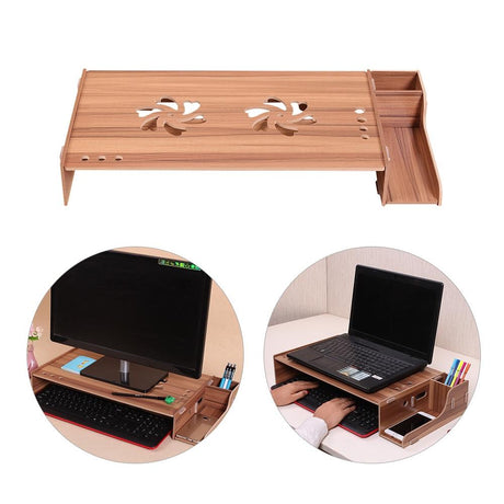 Wood Monitor Stand With Keyboard Storage - Tbd049404601B