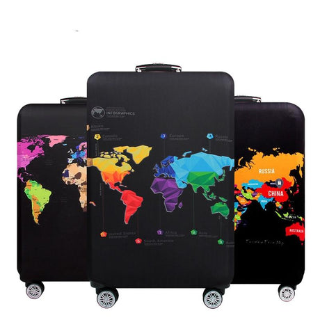 Protective Elastic Suitcase Cover - Fits 22-24 Inch Luggage - Dustproof & Scratch-Proof - Geometric Map