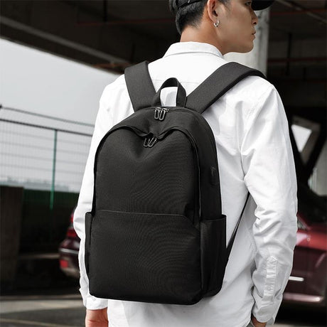 Multifunctional Fabric Oxford Laptop Backpack - Black