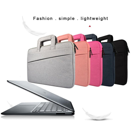 Portable Laptop Tablet Bag - 15.6 Inch Double Side Pockets Soft Handle Oxford Cloth - Deep Space Gray - Black