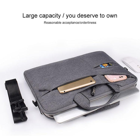 13.3 Inch Laptop Handbag With Hidden Strap And Suitcase Belt - Waterproof And Tear-Resistant - Black