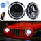 2 Pcs 7 Inch Dc12V 6000K - 6500K 50W Car Led Headlight Cree Lamp Beads For Jeep Wrangler / Harley Support App + Bluetooth Control Black