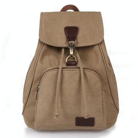 Women Canvas Laptop Backpack - Compact And Stylish - Coffee