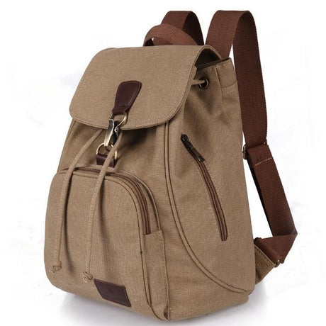 Women Canvas Laptop Backpack - Compact And Stylish - Coffee