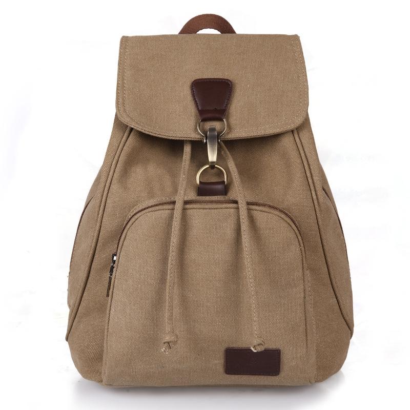 Women Canvas Laptop Backpack - Compact And Stylish - Coffee