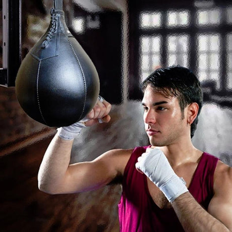 Adult Hanging Speed Ball For Boxing Fitness - Free Punching Bag - Pear Shape Black