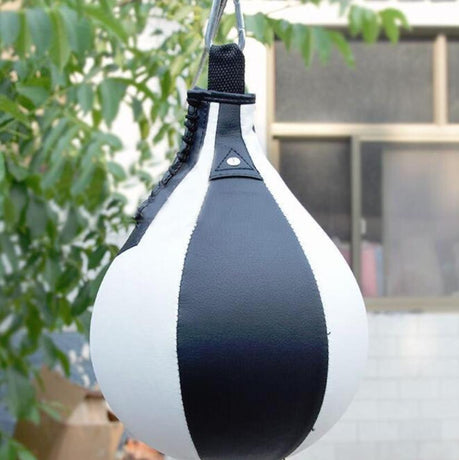 Adult Hanging Speed Ball For Boxing Fitness - Free Punching Bag - Pear Shape Black