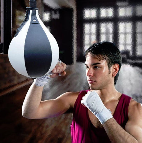 Adult Hanging Speed Ball For Boxing Fitness - Free Punching Bag - Pear Shape Black