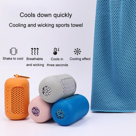 Portable Quick Dry Sports Towel Set With Silicone Sleeve And Storage Bag - 30X80Cm - Grey - 30X80Cm