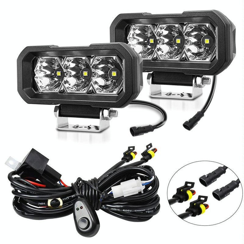 40W 9V - 30V 5 Inch Waterproof 3 - Eye Headlight - Floodlight White Light