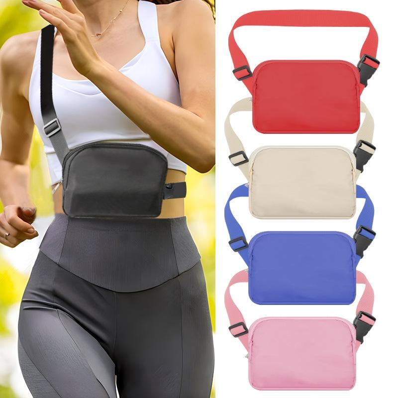 Waterproof Nylon Chest Bag For Outdoor Sports Running Mobile Phone Pocket - White