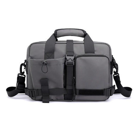 Large Capacity Men Shoulder Messenger Bag Fits Laptops Multi Functional - Grey