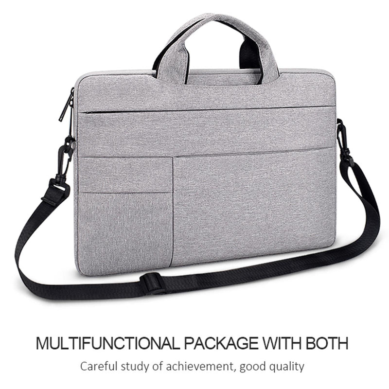 14.1-15.4 Inch Portable Laptop Shoulder Bag In Oxford Cloth & Nylon - Hemp Gray