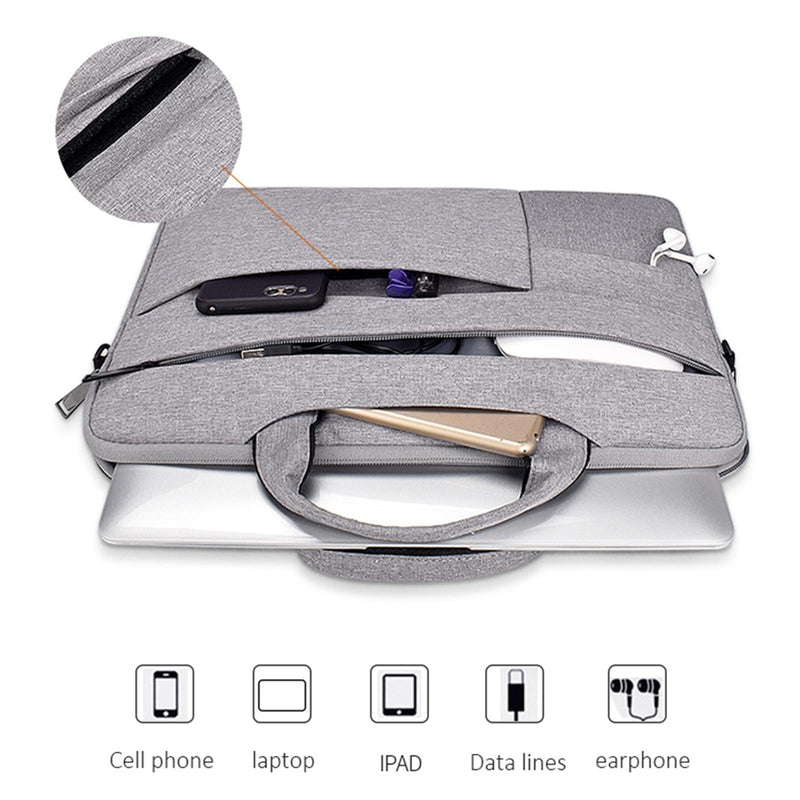 14.1-15.4 Inch Portable Laptop Shoulder Bag In Oxford Cloth & Nylon - Hemp Gray