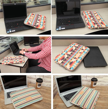 12 Inch Lingge Laptop Liner Bag - Pattern Design - Orange Pattern Geometry