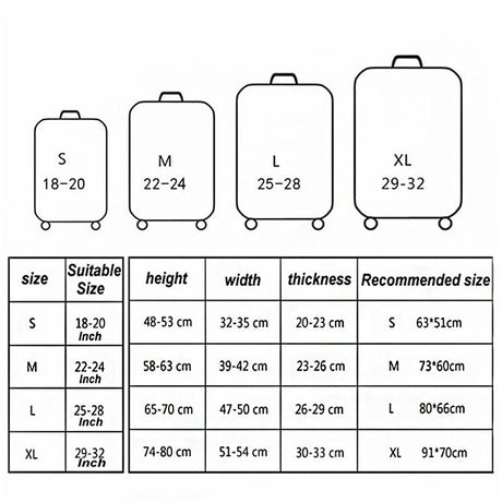 Protective Elastic Suitcase Cover - Fits 26-28 Inch Luggage - Dustproof & Scratch-Proof - English Map