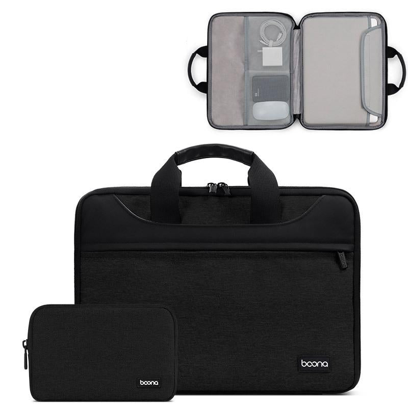 Waterproof Oxford Cloth Laptop Bag - 14 / 15 / 15.6 Inches Full Open - Black + Power Bag