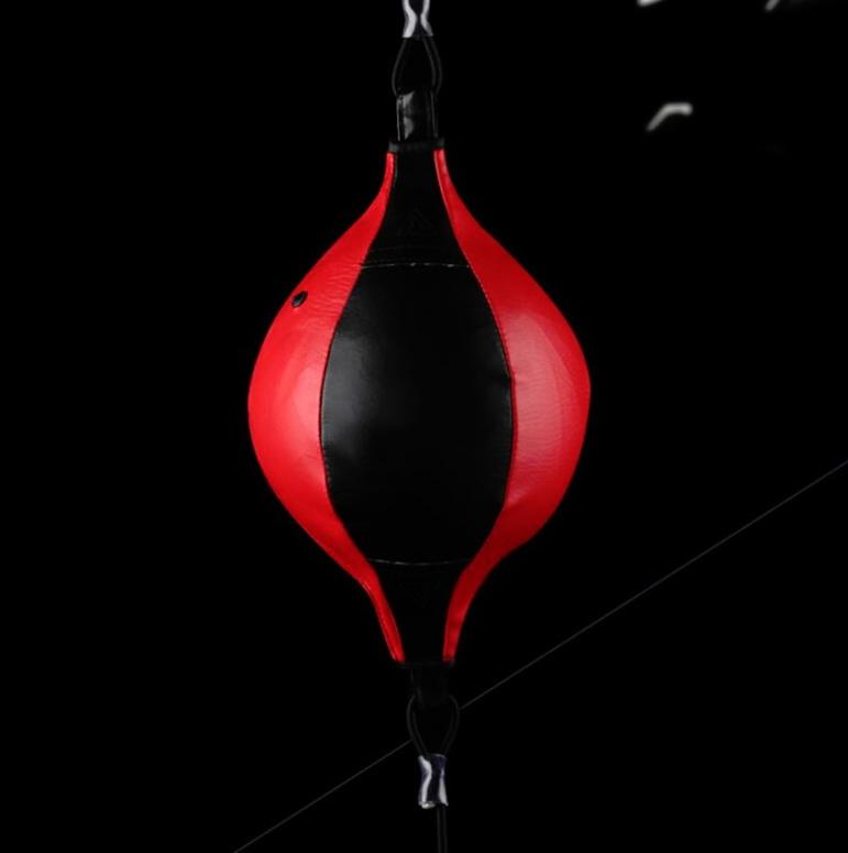 Adult Hanging Speed Ball For Boxing Fitness - Free Punching Bag - Pear Shape Red & Black