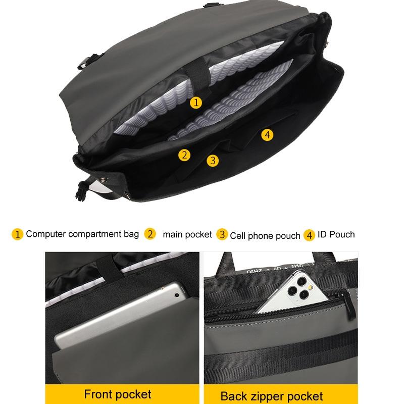 Anti-Drop Crossbody Laptop Bag - Fits 13.3-16 Inch - Airbag Protection - Black Lightning