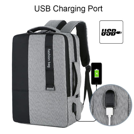 Large-Capacity Laptop Backpack With Usb Charging - Ideal For Business Commuters - Grey