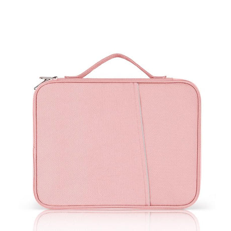 Leather Portable Bag With Cloth Texture - Pink