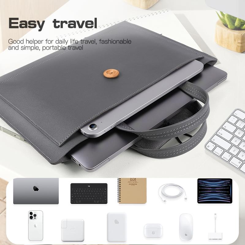 Portable Laptop Inner Bag With Elastic Thread Button - Dark Gray