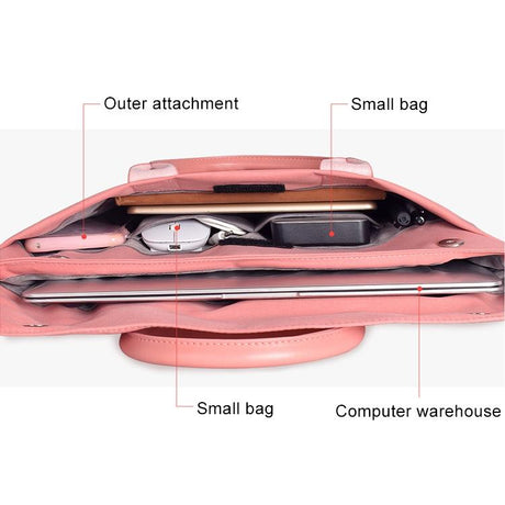 Universal 15.4 Soft Handle Laptop Bag For Macbook Samsung Sony Dell Alienware Chuwi Asus Hp - Portable & Wearable - Pink