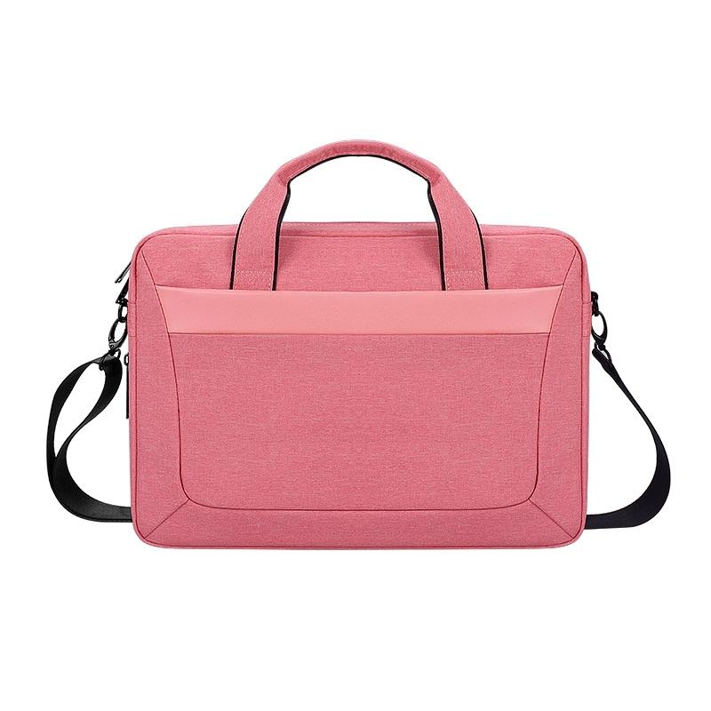 Expandable Laptop Bag - Waterproof Oxford Cloth Detachable Shoulder Strap - Pink