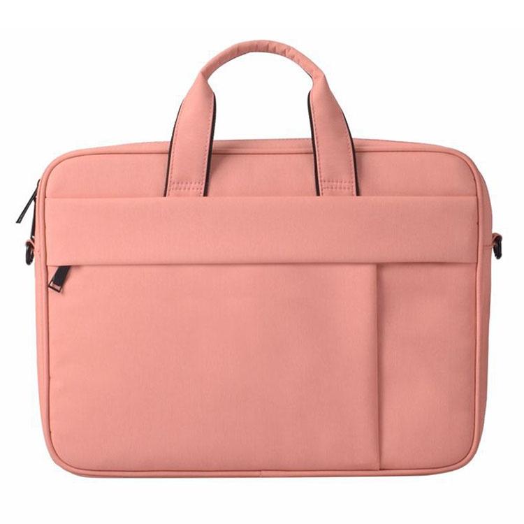 13.3 Inch Waterproof Anti-Theft One-Shoulder Handbag With Suitcase Belt - Pink