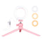 12Cm Led Ring Light With Usb 3 Modes Dimmable Cold Shoe Tripod Ball Head - Pink