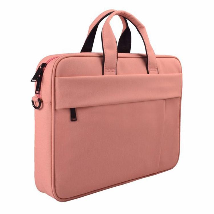 14.1 Inch Waterproof Anti-Theft One-Shoulder Handbag With Suitcase Belt - Pink