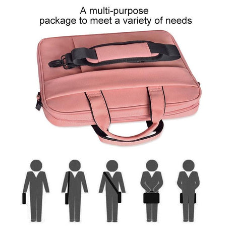 14.1 Inch Waterproof Anti-Theft One-Shoulder Handbag With Suitcase Belt - Pink