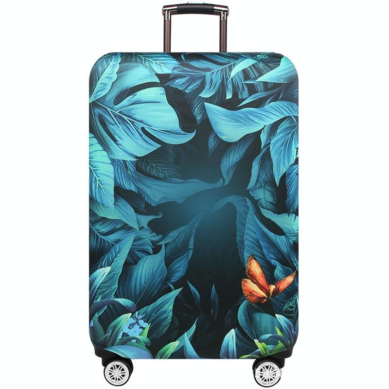 Stretchy Luggage Dust Cover - Durable & Protective - Size L - Sword Leaf Forest - L