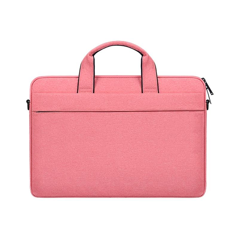 Portable Laptop Tablet Bag - 15.6 Inch Double Side Pockets Soft Handle Oxford Cloth - Deep Space Gray - Pink