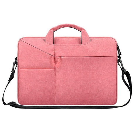 13.3 Inch Laptop Handbag With Hidden Strap And Suitcase Belt - Waterproof And Tear-Resistant - Pink