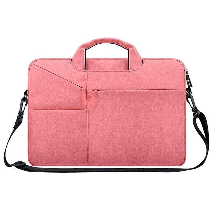 14.1 Inch Laptop Handbag With Hidden Strap And Suitcase Belt - Waterproof And Tear-Resistant - Pink