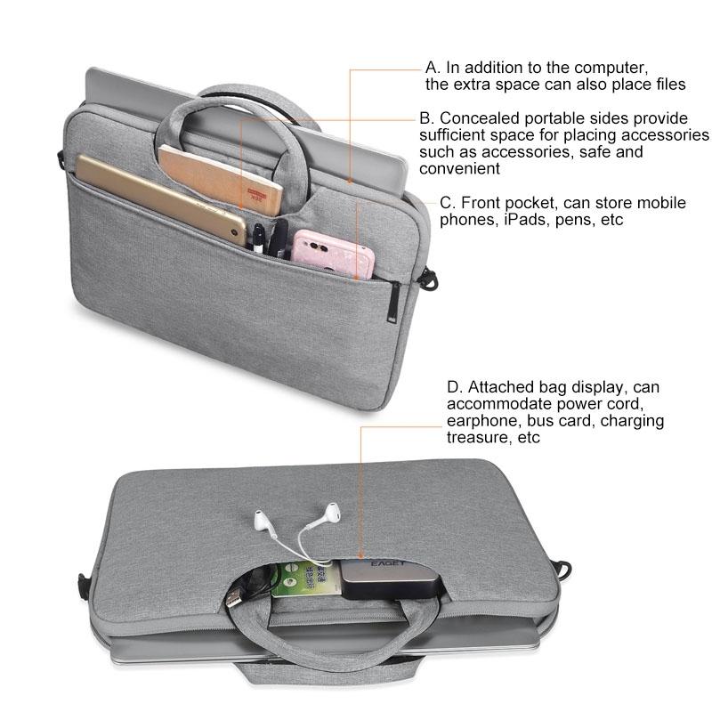 Hidden Portable One-Shoulder Handbag For 14.1 Laptops - Waterproof Oxford Cloth - Dark Gray