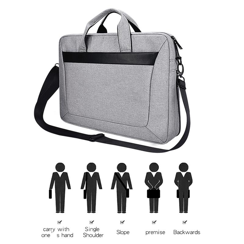 Expandable Laptop Bag - Waterproof Oxford Cloth Detachable Shoulder Strap - Grey