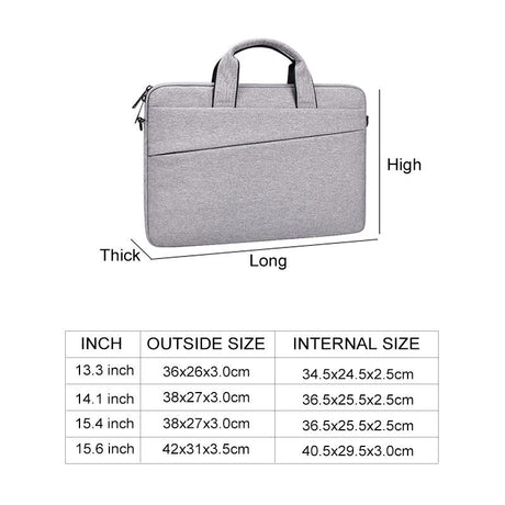 Portable 13.3 Laptop / Tablet Bag With Dual Pockets And Soft Handle - Grey