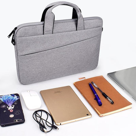 Portable 13.3 Laptop / Tablet Bag With Dual Pockets And Soft Handle - Grey