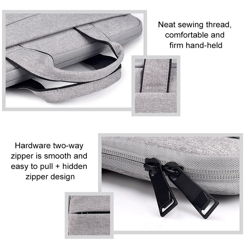 Portable Laptop Tablet Bag - 15.6 Inch Double Side Pockets Soft Handle Oxford Cloth - Deep Space Gray - Grey