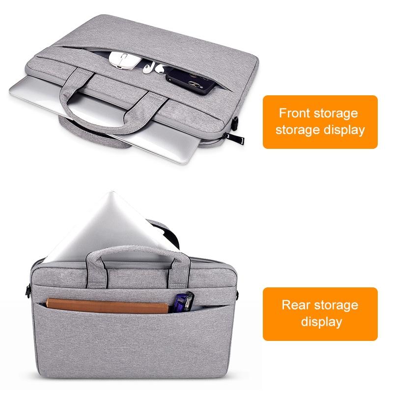 Portable Laptop Tablet Bag - 15.6 Inch Double Side Pockets Soft Handle Oxford Cloth - Deep Space Gray - Grey