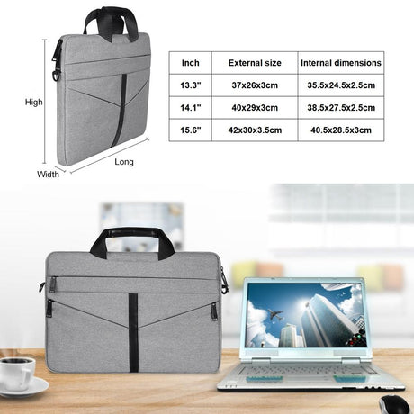 Stylish Zipper Laptop Bag With Shoulder Strap - Durable & Breathable - Light Grey