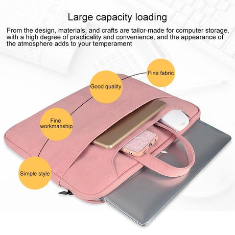 Waterproof Portable One-Shoulder Handbag For 13.3 Laptops With Strap & Magic Stick - Light Grey