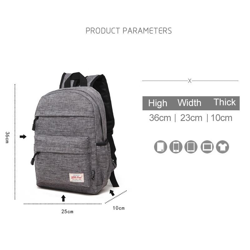 Versatile Canvas Laptop Backpack For 13-15 Inch - 36X25X10Cm - Blue