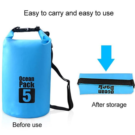 Waterproof Single Shoulder Bag Dry Sack 5L Capacity - Sky Blue