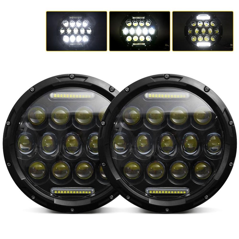 2 Pcs 7 Inch Dc10 - 48V 36W 6000K Harley Motorcycle Headlight With 12 Smd - 5630 - Led Lamps And 12 Crystal Lamp Beads White Light