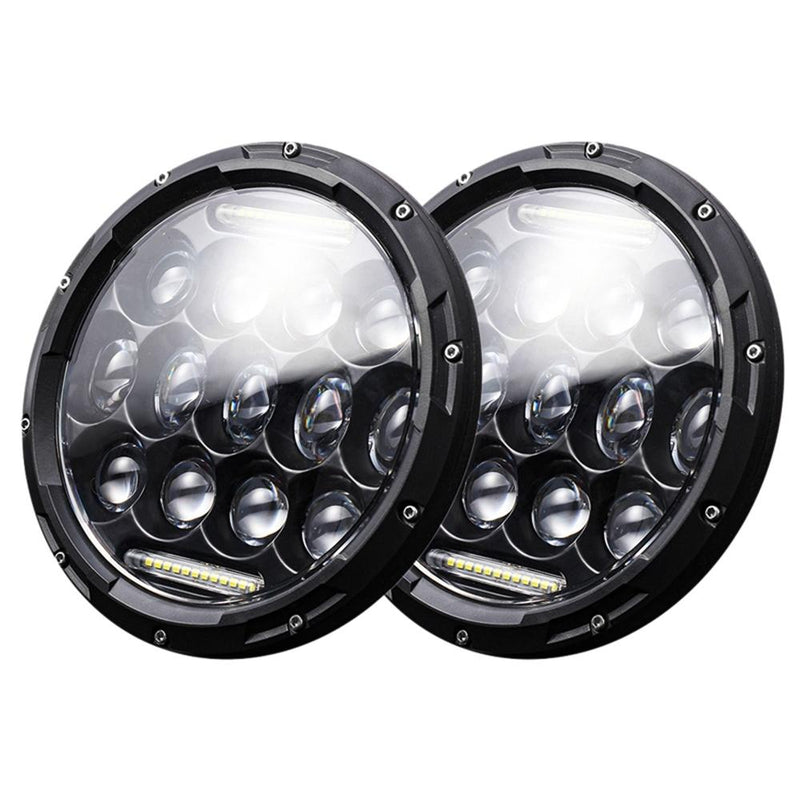 2 Pcs 7 Inch Dc10 - 48V 36W 6000K Harley Motorcycle Headlight With 12 Smd - 5630 - Led Lamps And 12 Crystal Lamp Beads White Light